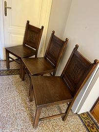 Set 6 sedie legno massello intagliate anni '70