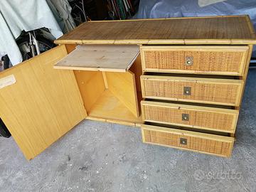 Cassettiera anni 70 in rattan DAL VERA