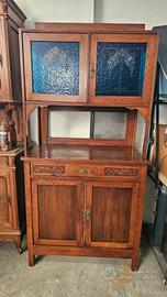 Credenza vetrinetta liberty con vetri blu
