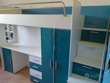 Cameretta con scrivania, armadio  e cassettiera 