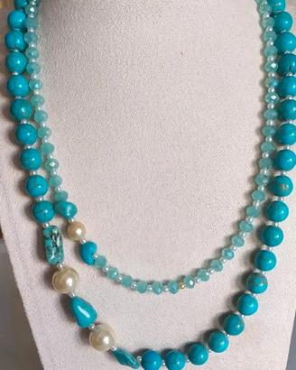 Collana Turchese e cristalli