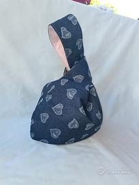 Borsa Knot Bag artigianale in denim e cotone