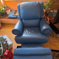 Poltrona relax in VERA PELLE blu - Reclinabile 