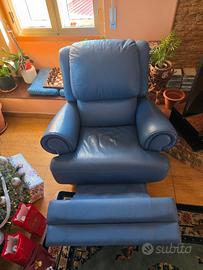Poltrona relax in VERA PELLE blu - Reclinabile 