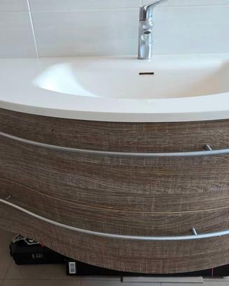 Mobile lavabo in legno curvo