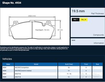 Pastiglie freno PAGID S 4934 RSC1