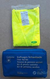 Kit pronto soccorso auto e gilet alta visibilità 