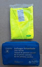 Kit pronto soccorso auto e gilet alta visibilità 