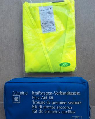 Kit pronto soccorso auto e gilet alta visibilità 