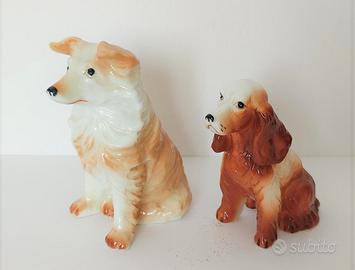 2 statuette cani in ceramica