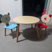 tavolino legno bambini con sedie  per bimbi