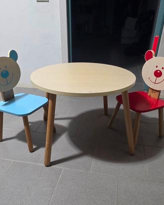 tavolino legno bambini con sedie  per bimbi
