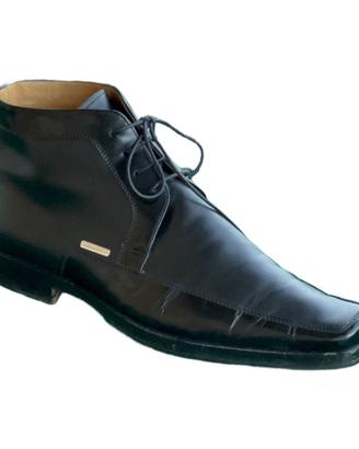 Stivaletti stringati da uomo in pelle nera, Moresc