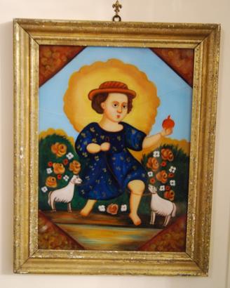 Pingisanti pincisanti pittura su vetro