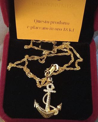  Collana "Ancora" Placcata Oro18kt G.F. cm50