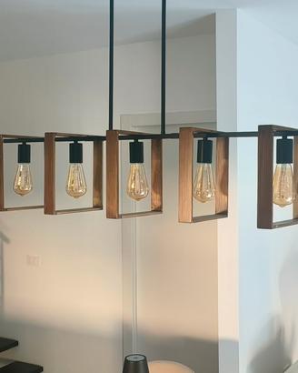 Lampadario industriale  con 5 lampadine incluse