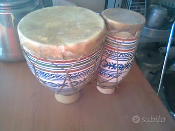 Bongo Originale Africano Senegal Ceramica Vera Pel