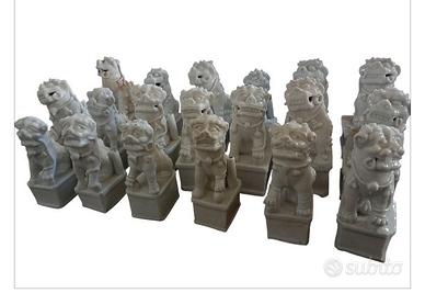 lotto 19 statuette cani di foo (blanc de chine di 