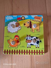 Puzzle legno animali fattoria 