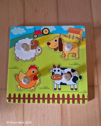 Puzzle legno animali fattoria 