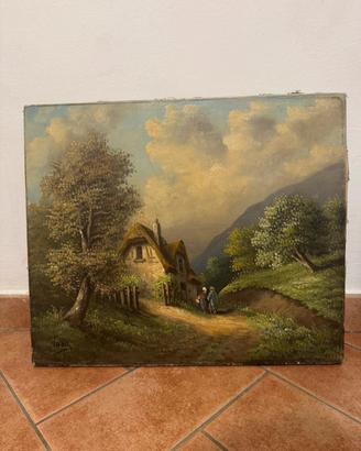 Dipinto olio su tela "Valdés" paesaggio rurale