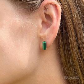 Orecchini in Malachite, pietra naturale, titanio