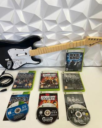 Rock Band Xbox 360 chitarra fender USB + 4 giochi