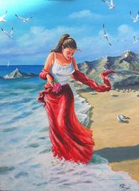 Dipinto ( passeggiata in riva al mare )