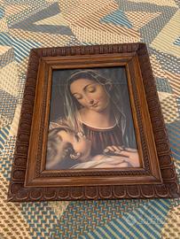 Quadro Madonna con Bambino Cornice Legno