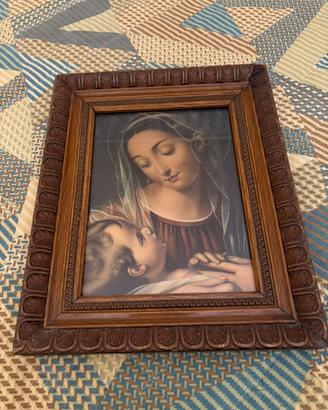 Quadro Madonna con Bambino Cornice Legno