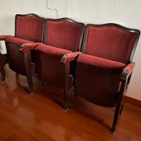 Set 3 poltrone vintage cinema velluto rosso