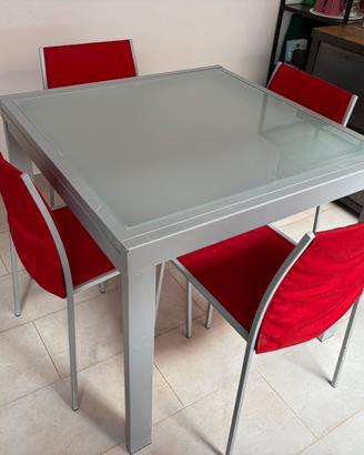 Tavolo in vetro 90x90 alluminio allungabile