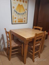 Tavolo cucina a libro 80x80/160 + 6 sedie