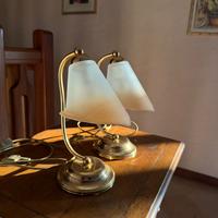 Coppia di abat-jour vintage con vetro satinato