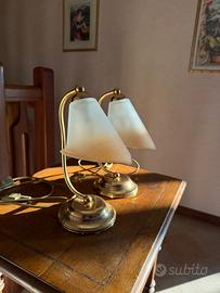 Coppia di abat-jour vintage con vetro satinato