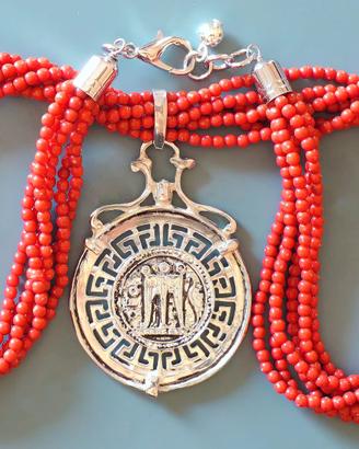 Collana Corallo Bambù Moneta Kroton Odissea