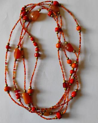 collana lunga corniola arancio e agata gialla 