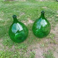 2 Splendide antiche damigiane in vetro soffiato