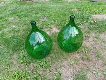 2 Splendide antiche damigiane in vetro soffiato