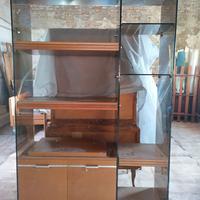 Libreria Scaffale in vetro e legno Vintage