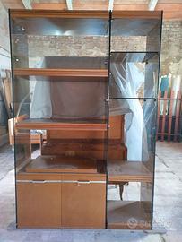 Libreria Scaffale in vetro e legno Vintage