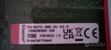 2x Kingston 16GB DDR5 4800 CL40 ECC Unbuffered