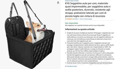 seggiolino auto per cani