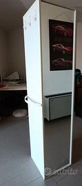 Mobiletto colonna bagno alto bianco con specchio
