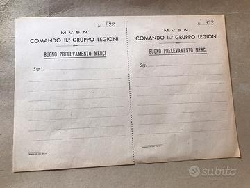 Buono prelevamento merci milizia fascismo