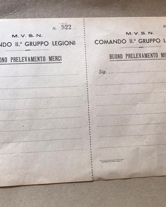 Buono prelevamento merci milizia fascismo