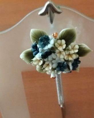 Portafoto Vintage in Vetro Satinato con Fiori in R