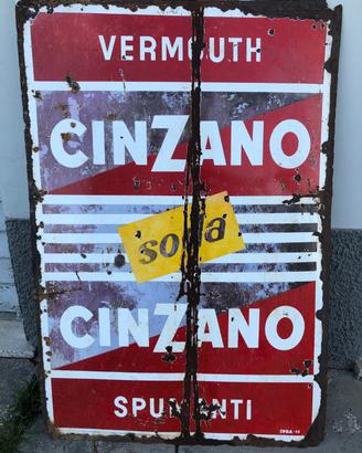 Cartellone in lamiera della CINZANO SODA anni '50