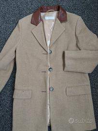 Cappotto Pennyblack in Lana Beige e Pelle 44 l