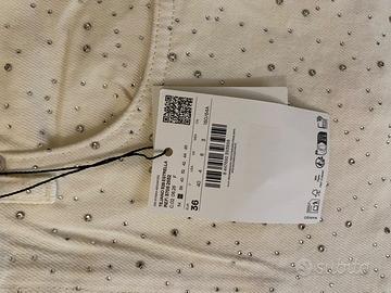 Jeans wide leg strass MANGO bianco